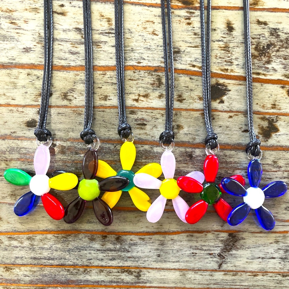Black Corded Millefiori Murano Glass Choker Necklaces